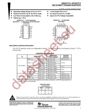 SN74HCT14DRG4 datasheet  